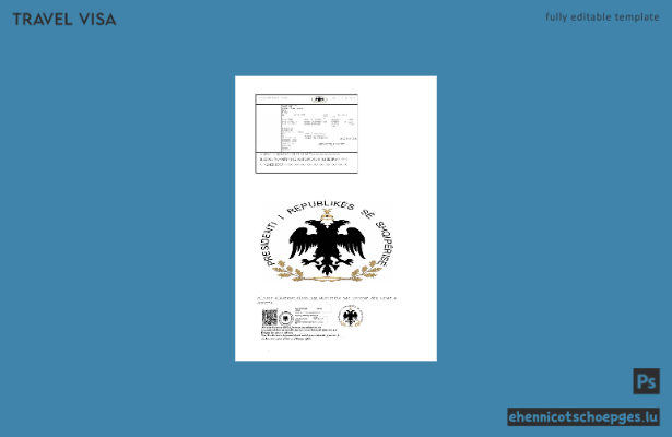 Albanien-E-Visum in Word- und PDF-Formaten, Version 3 – Beispielvorschau